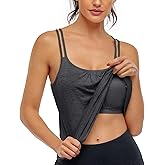 Hibelle Women's Workout Yoga Racerback Tank Tops with Built in Shelf Bra