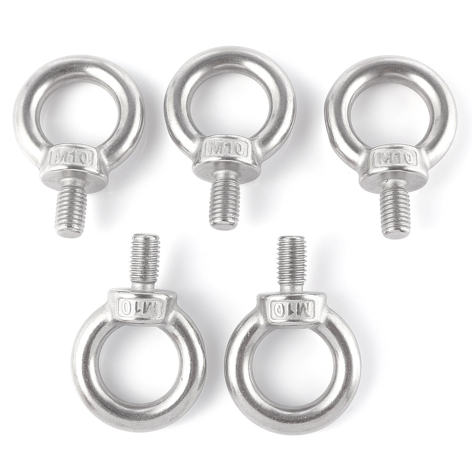 A4 Marine Grade Stainless Steel Lifting Eye Bolts M5 M6 M8 M10 Metric Thread (M10,5pcs)