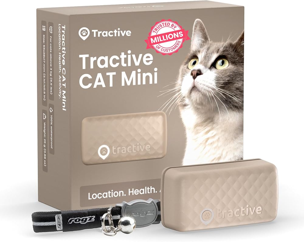 Tractive Smart Cat Tracker Mini | Real-Time GPS | Safety Collar Brown