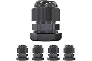 MGI SpeedWare 1/2" NPT Strain Relief Nylon Cord Grip Cable Glands, Black Plastic Grommet 5-Pack