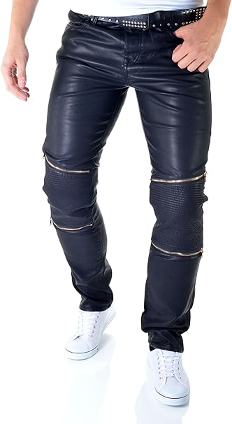 mens pleather trousers