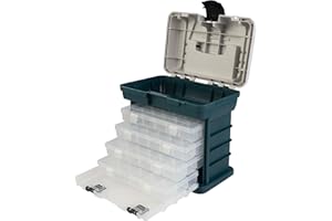 Portable Tool Box - Small Parts Organizer with Drawers and Customizable Compartments for Hardware, Fishing Tackle, Beads, or Crafts by Stalwart (Gray)