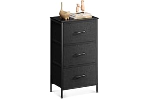 Casaottima Dresser for Bedroom Nightstand, Small Fabric Dresser Chests of Drawers, Closet Organizers and Storage with 3 Drawers, Black