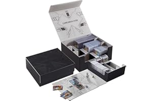 cloudever Toploader Card Storage Boxes, Magnetic Closure Trading Card Deck Box, PU Leather Card Box Card Storage Case for Magic Commander YugiOh TCG TGG Cards Sports Cards(Black)