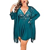 Avidlove Plus Size Lingerie Sexy Lingerie Set Women's Exotic Nightgowns Lace Chemise Lingerie Side Slit Nightdress