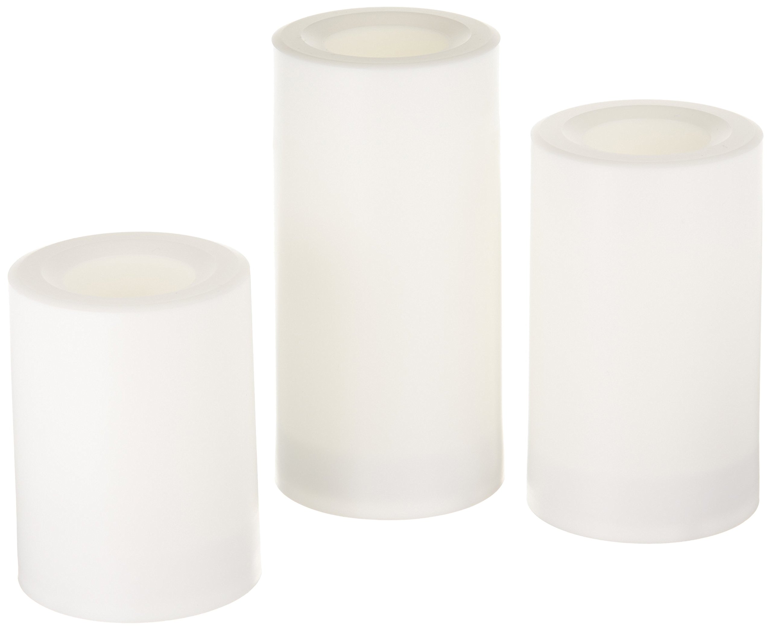 Inglow Flameless Round Outdoor Candles with Timer, White, Set of 3 Buy
