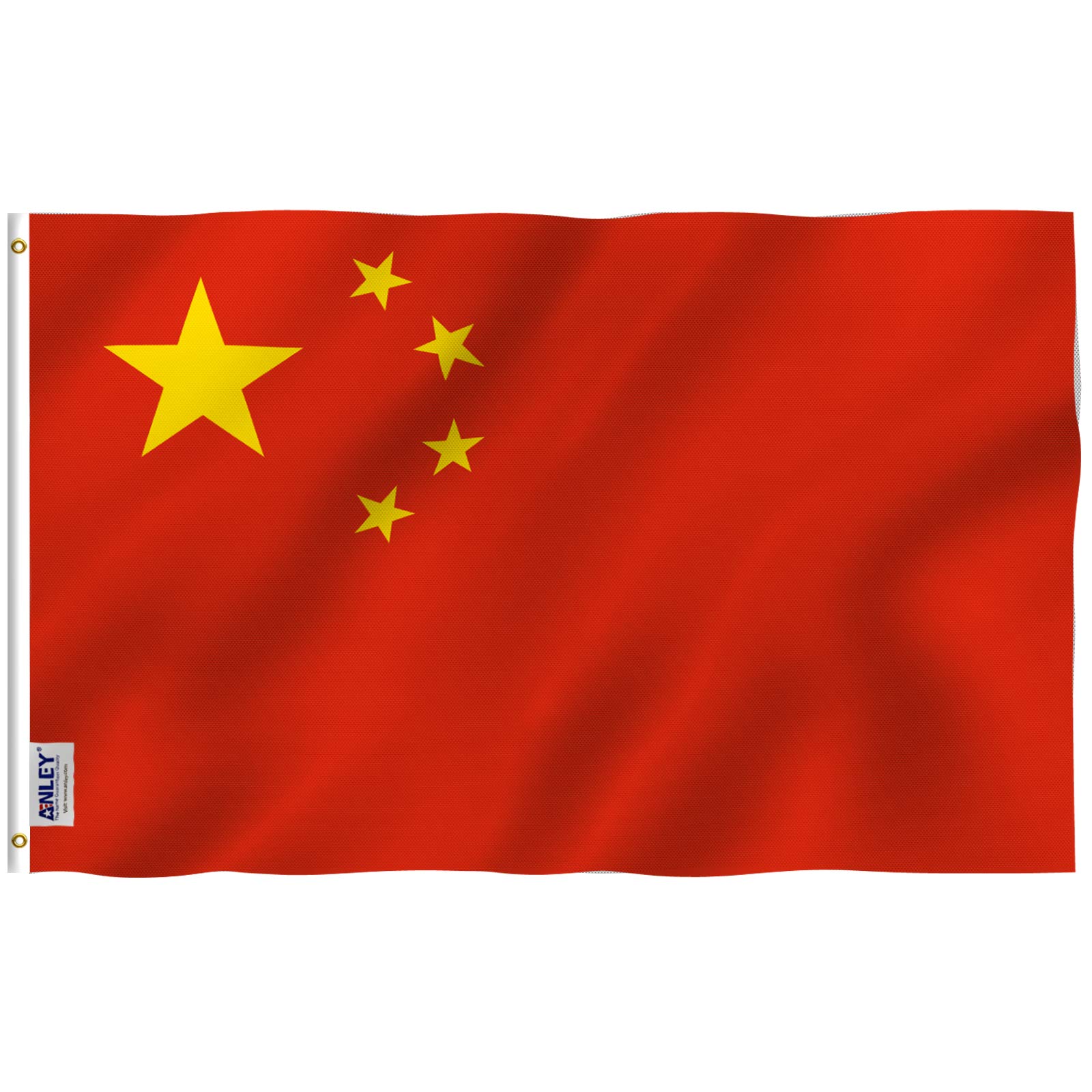 Photo 1 of Anley Fly Breeze 3x5 Foot China Flag - Vivid Color and Fade Proof - Canvas Header and Double Stitched - Chinese National Flags Polyester with Brass Grommets 3 X 5 Ft