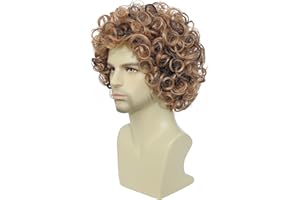 Auguyist 70s Outfits for Men,Pelucas Para Hombres,Fun Wigs for Party,1970s Outfits for Men (Blonde Mixed Brown)
