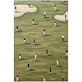 Vintage Tiny Golfers Poster Minimalist Golf Course Green Decorations Canvas Wall Art Abstract Sports-Inspired Prints Painting For Home Bedroom Dorm Wall Decor 12x16in Unframed