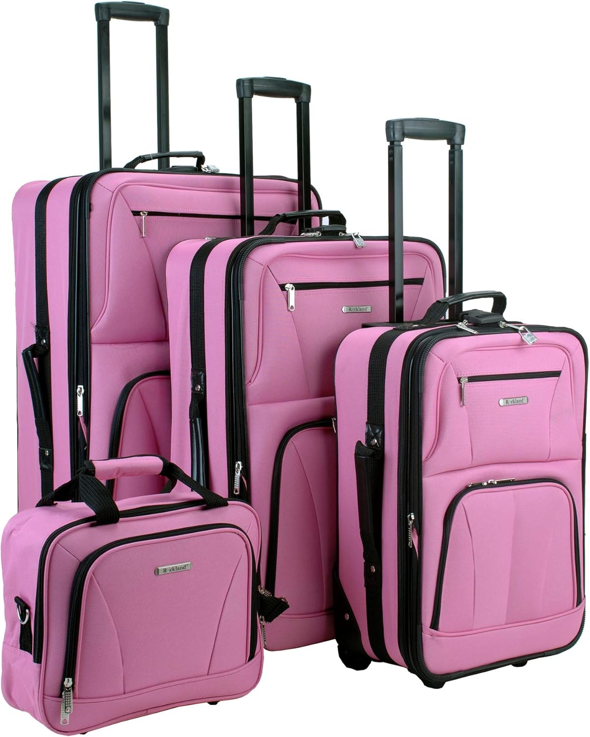 Rockland Skate Wheels 4Piece Luggage Set, Pink, One Size Amazon.ca