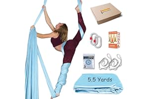 LUCEINVITA Aerial Yoga Hammock 5.5 Yards Aerial Silks for Home Premium Nylon Silk for Gymnastics Fitness Anti-Gravity Flying Kit Include Hardware