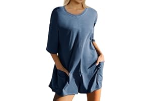 Ugerlov Women's Casual Rompers Half Sleeve Short Jumpsuits Athletic Scoop Neck Overalls Hot Shot Tee Romper with Pockets