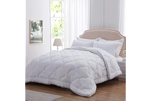 NexHome Lightweight Comforter Queen Size, Soft Down Alternative Solid Comforter, Thin Microfiber Reversible Cloud Pattern Bedding Comforter for All Season (Queen, White)