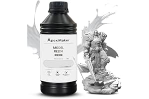 ApexMaker 3D Printer Resin,Grey, 1000g, High Precision, Low Odor, Quick Curing Standard Photopolymer, 385-405nm UV Curing 3D Printing Liquid Photopolymer Resin for LCD DLP SLA 3D Printers