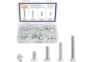 MRIUUOD 130Pcs Wall Plate Screws Kit, #6-32 Outlet Cover Screws,Switch Plate Fasteners,Electrical Panel Screws,4 Length 3/8", 1/2", 3/4", 1" Long Outlet Screws for Light Switch Plate (White)