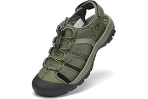 FLARUT Men's Athletic Sandals - Closed Toe Sport Hiking & Outdoor Walking Water Sandals with Anti-Slip Cushioning and Breathable Mesh