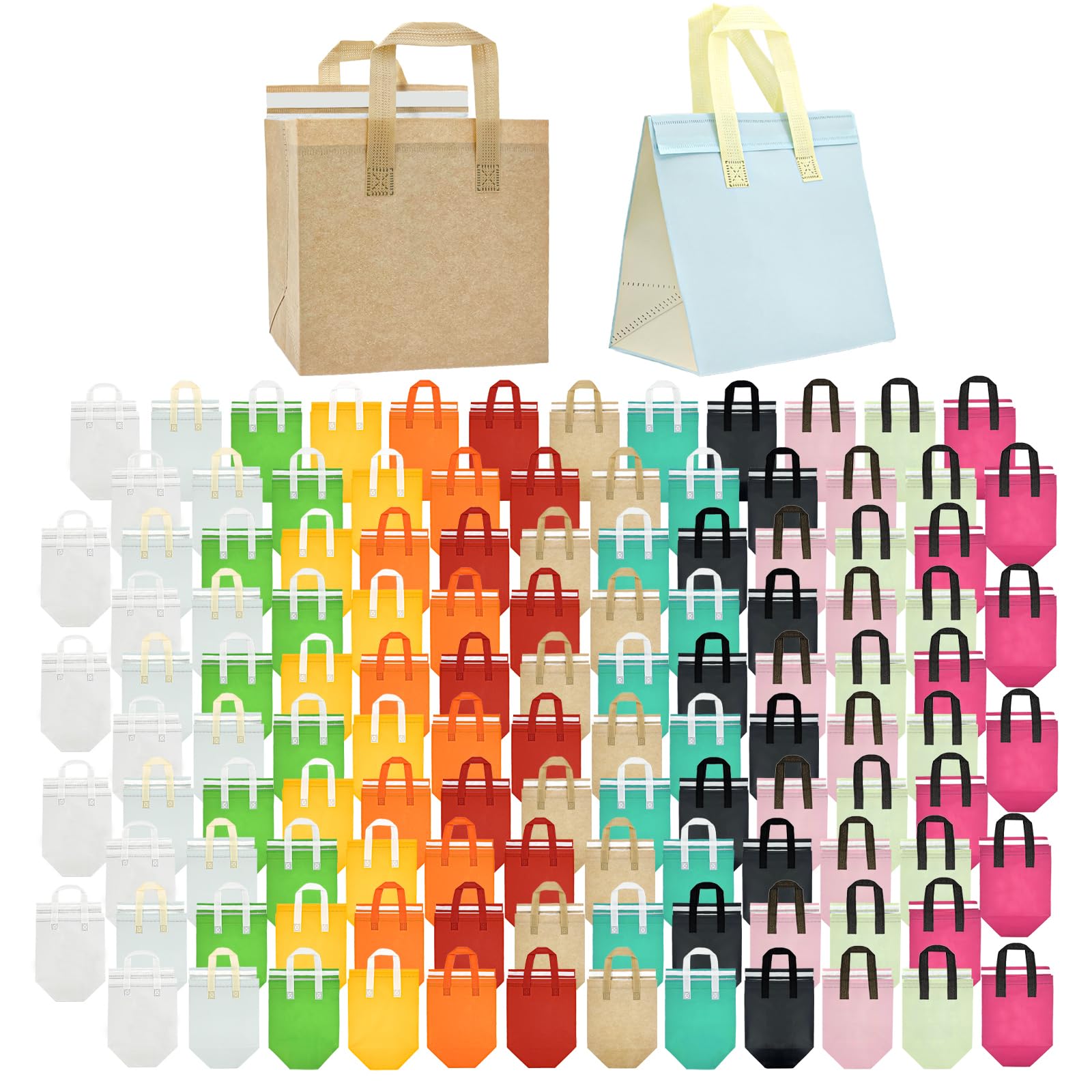 Photo 1 of 120 Pcs Insulated Take Out Bags Bulk in Thermal Insulation Lunch Bag for Hot Cold Food Pizza Coffee Milk Tea Delivery Cooler Bag for Catering Restaurant Picnic (9.5 x 9.5 x 6 in) (120, 24x24x15)
