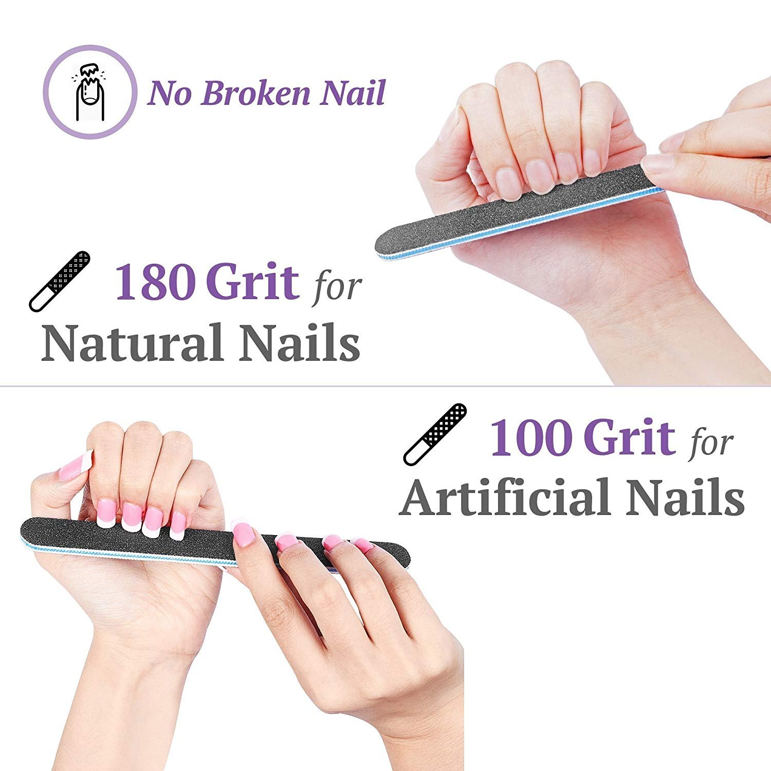 Nail Files and Buffer, TsMADDTs Professional Manicure Tools Kit Rectangular Art Care Buffer Block Tools 100/180 Grit 12Pcs/Pa : Beauty