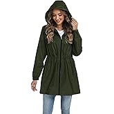 Hount Women's Waterproof Long Raincoats Lightweight Packable Rain Jackets with Hood Active Outdoor Breathable Raincoats