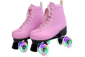 PERZCARE Roller Skates for Women,Double Row 4 Wheels Shiny Quad Men Skates,PU Leather High-top Roller Skates for Girls/Boys/Ladies/Unisex Indoor/Outdoor