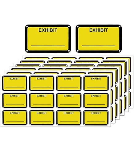 Amazon.com : Legal Exhibit Label - 1” x 1-1/2” Yellow – 252 label