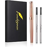 nekigoen Rollerball Pen for Men Women Luxury Metal Executive Pens Home Office Use with 2 Extra Refills Black Ink 0.7mm G2(rose gold)