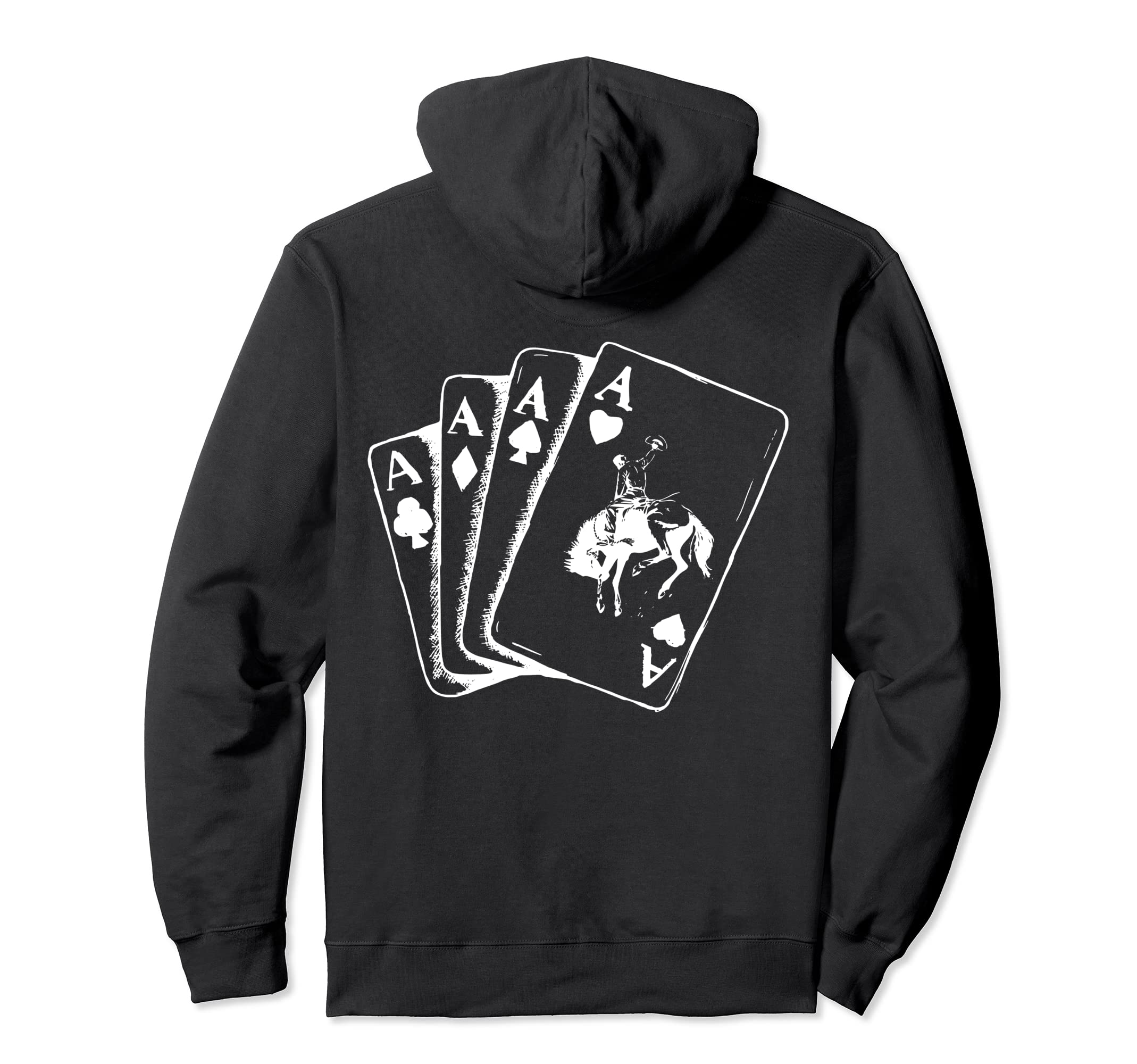 Photo 1 of Ace Card Cowboy Poker Card Games Word On Back Clothing Pullover Hoodie