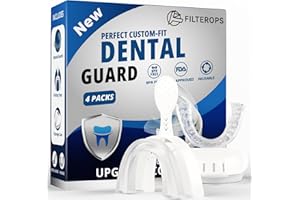 FILTEROPS Upgraded Night Guard with Fitting Tray for Teeth Grinding at Night Sleep, 4 Pack, Standard Size, Professional Dental Guard for Teens & Adults, Comfortable Night Guards for Clenching Teeth