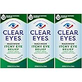 Clear Eyes Maximum Itchy Eye Relief Eye Drops, 0.5 Fl Oz (Pack of 3)