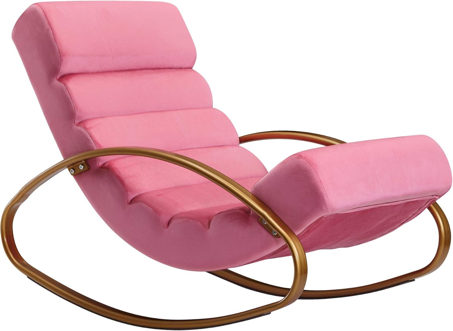 FineBuy Relaxliege Samt Rosé/Gold 110 kg Belastbar Relaxsessel