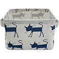 Mziart Small Foldable Canvas Storage Basket - Cotton Linen Bin With Handles For Nursery, Office, Shelves - 7.8x6.3x5.5 Inches - View #13