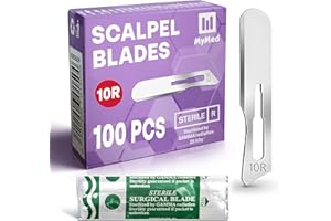 MyMed Stainless Steel 10R Blades Dermaplaning 10R Pack of 100 Dermaplaning Blades 10r, Size 10r Scalpel Blades, Dermablade Dermaplane Blades 10r Individually Wrapped Disposable