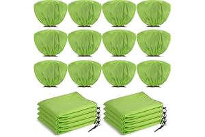 Wesnoy 12 Pcs Winter Plant Covers Freeze Protection 39.4x23.6 Inch Horizontal Shrub Tree Rose Plant Protection Bags Frost Blanket with Drawstring for Fall Winter Outdoor Garden Planting (Green)