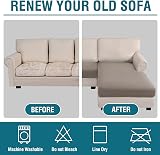 BellaHills Sectional Sofa Covers Taupe L-Shape Chaise 3 Seater Set view 6