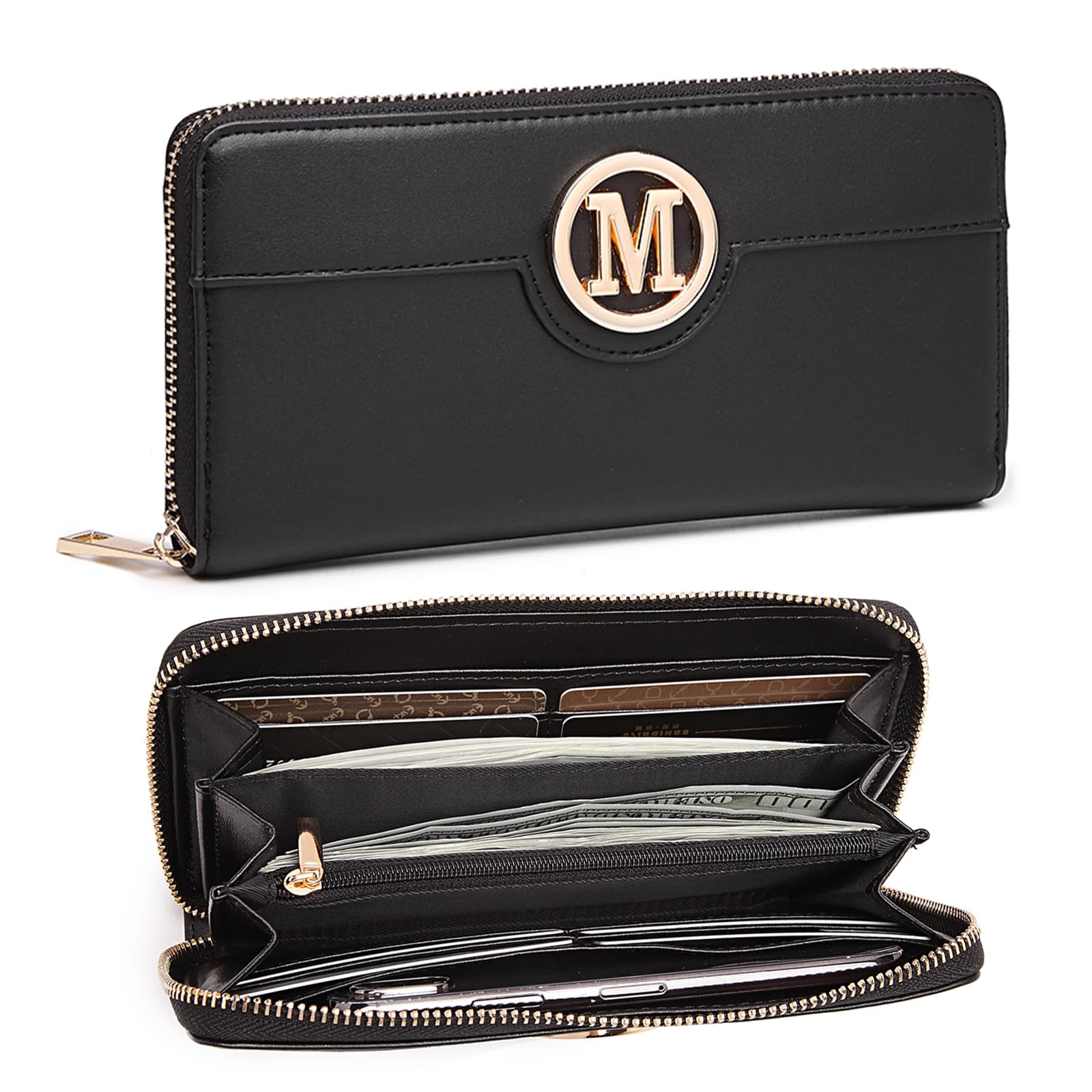 Miss Lulu Women Purse Classic Long Zipper Wallet Multiple Card Slot Bag PU Leather — image 1