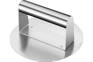 Whaleme Stainless Steel Burger Press 6.2" Round Smash Burger Press- Pro Non-Stick Burger Smasher for Blackstone/Flat Top Grill, Perfect for Burgers, Bacon | Dishwasher Safe Grill Press