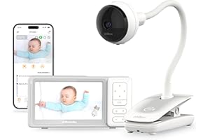 CHILLAX Giraffe Pro Max Baby Monitor – Video Baby Monitor with Full HD 1080p Camera and 5” 720P Video Parent Unit, Privacy Protection Switch, Auto Dimming LED, Gooseneck, 2-Way Audio, Night Vision