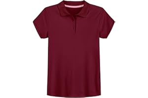 IZOD Girls' School Uniform Short Sleeve Polo Shirt, Button Closure, Comfortable & Soft Interlock Fabric