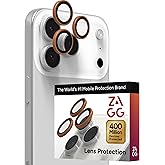 ZAGG iPhone Camera Lens Protector for iPhone 17/16/15 Pro and Pro Max Models - Orange, Camera Ring, Maximum Impact & Scratch Protection, Anti-Reflective Technology, Smudge-Resistant, Glass Elite