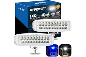 WFPOWER LED Marine Boat Lights, 6.3Inch White & Blue Spreader 2 In 1 Deck Spot Light IP67 Waterproof Double Row T-Top Dock Fo