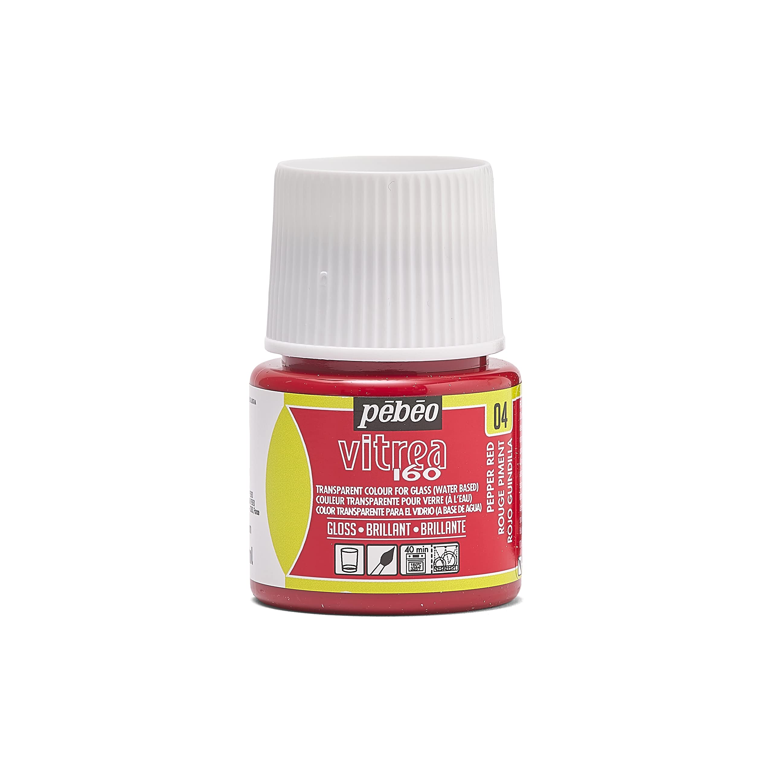 PEBEO 111004 - Transparent Glass Paint Vitrea 160°C - Pepper Red - 45 ML — image 1