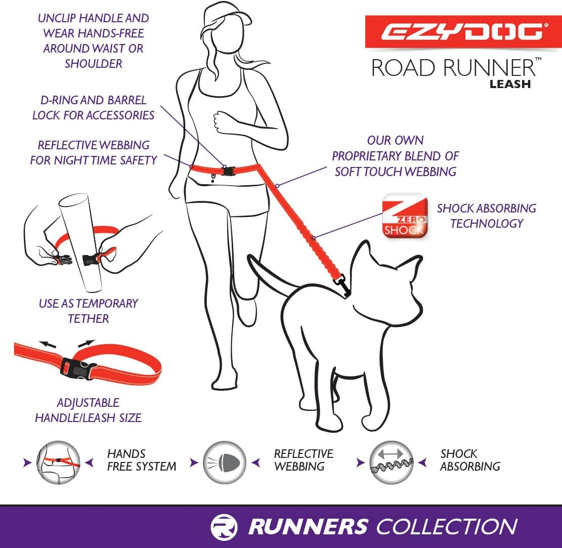 EzyDog Road Runner Dog Lead, 82-Inch, Red, Small - Image 3