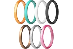 ThunderFit Stackable Silicone Wedding Rings for Women, Thin Rubber Engagement Bands 2.5mm Wide 1.8mm Thick - 1/2/3/4/5/7 Variety Multipack