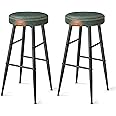 VASAGLE EKHO Collection - Bar Stools Set of 2, Bar Height Bar Stools, Kitchen Counter Stools, Mid-Century Modern Backless Counter Stools, 30-Inch Tall, Kitchen Island Home Bar, Forest Green