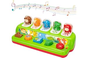 YEEBAY Pop Up Animals Toy with Music & Sound, Early Developmental Toy for 12-18 Months Baby, Infants & Toddlers,1 Year Old Girls & Boys