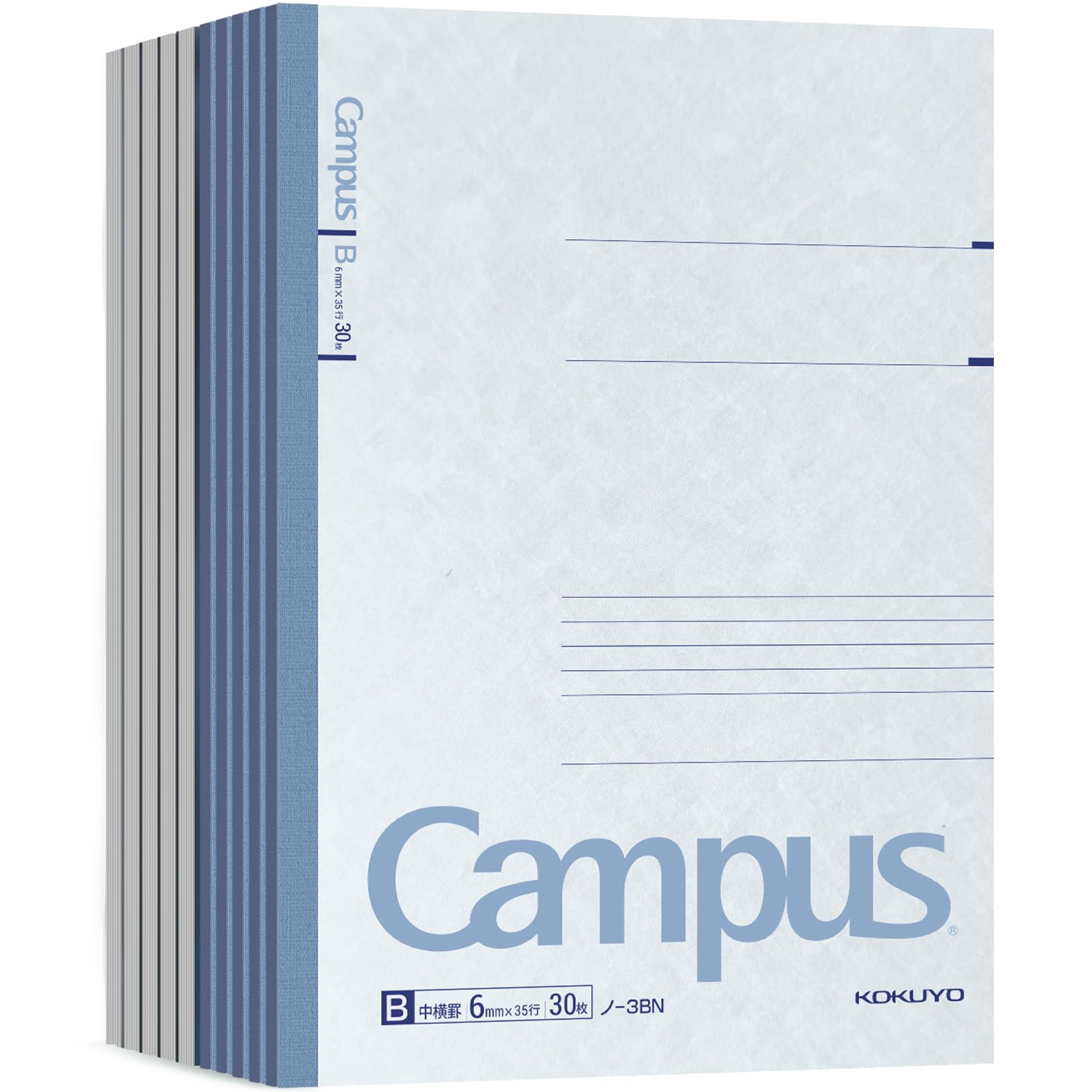 KOKUYO [SET of 10 Campus Notebook Semi-B5 179×252mm / 6mm-Ruled / 30 Pages Notepad Smooth Writing by 3BN10 from Japan