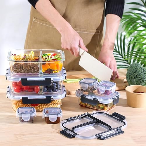 Moretoes 26Pcs (8 Food Storage Containers, Lids and 10 Silicone