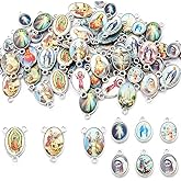 Quintathletic 30Pcs Jesus Virgin Mary Three Hole Charm Pendant For Diy Jewelry Making Accessories Zinc Alloy Religion Pendant