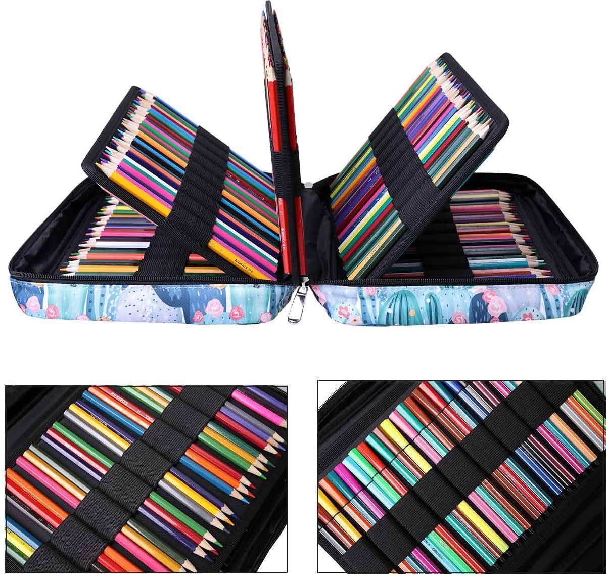 JAKAGO Drawing Pencil Case,Large Capacity Pencil Cases Hold 220 Colored Pencils,Portable Painting Waterproof Storage Stationery Bag,Great Gift for Student Artist (Cactus) - Image 3