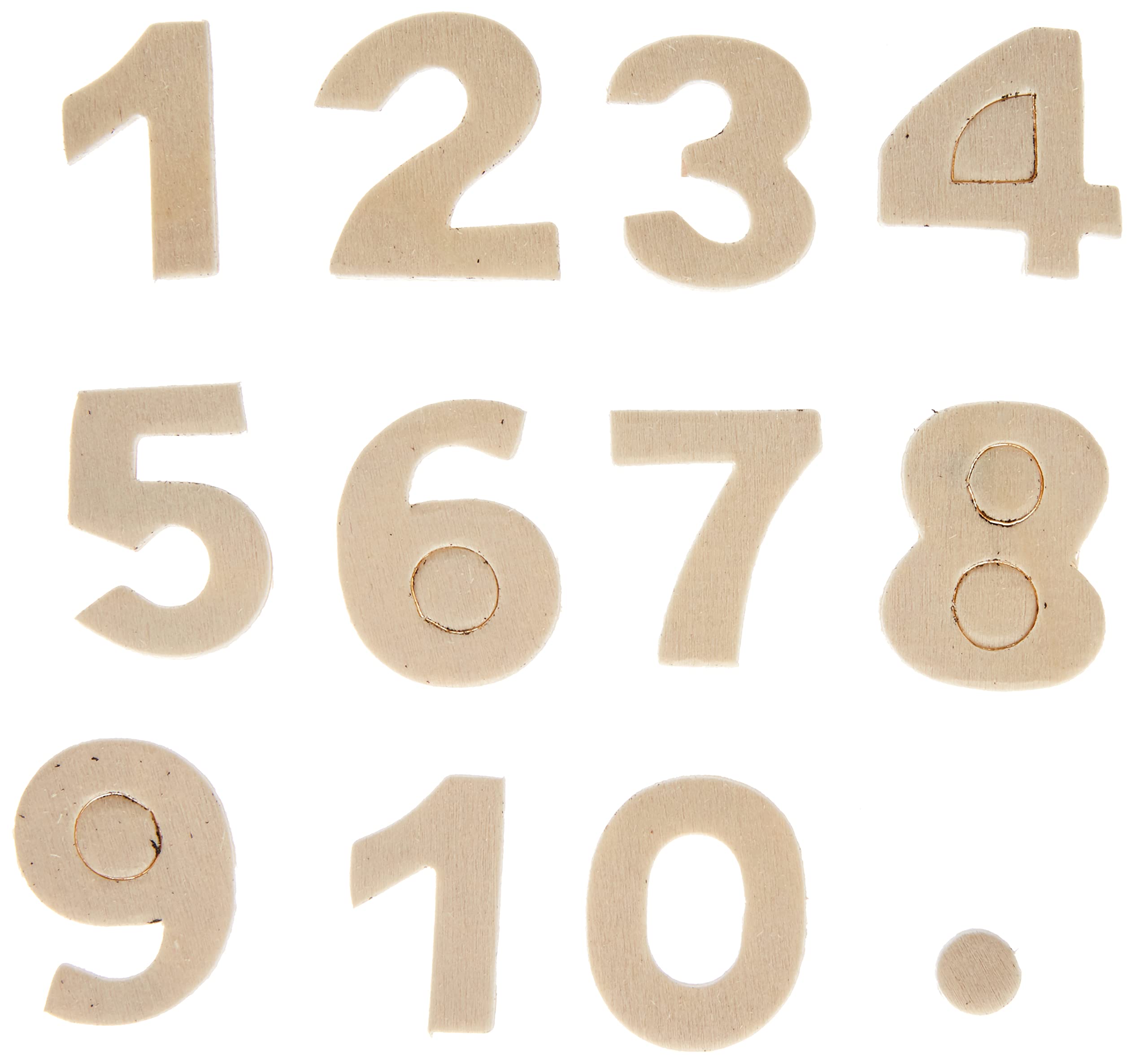 Glorex Wooden Numbers Pack of 30, Natural, 2.5 x 1.5 x 1 cm